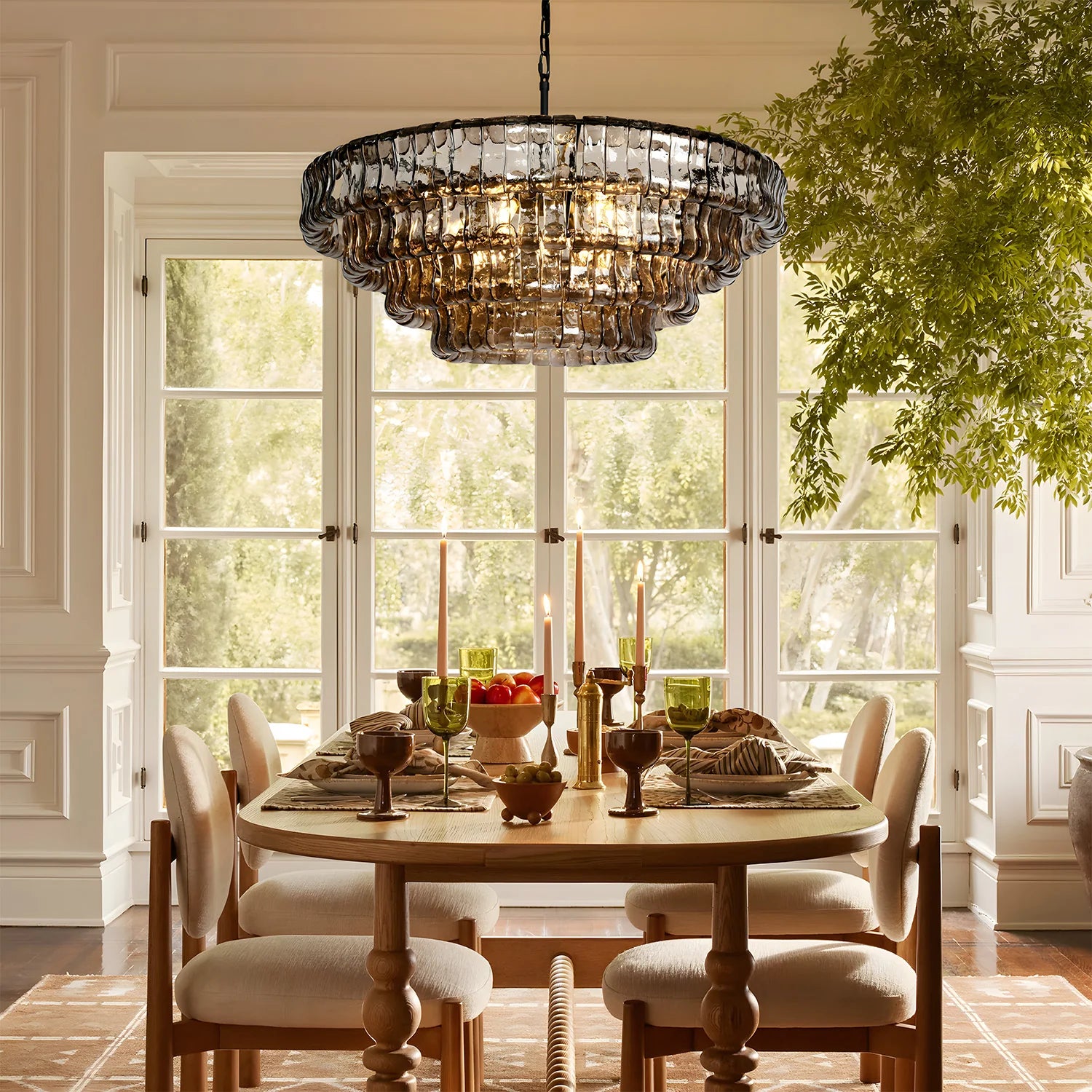 Amor 4-Tier Ghiaccio Glass Round Chandelier 36"