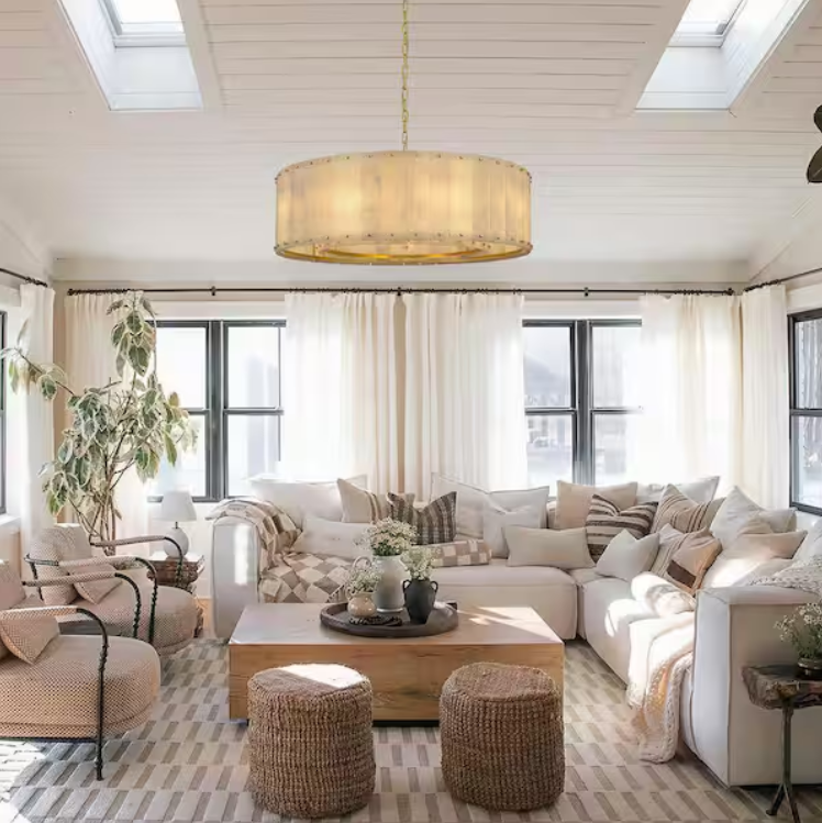 32 in. 9-Light Dimmable Brass Round Alabaster Chandelier, 2-Tier Kitchen Island Chandelier for Bedroom, Living Room