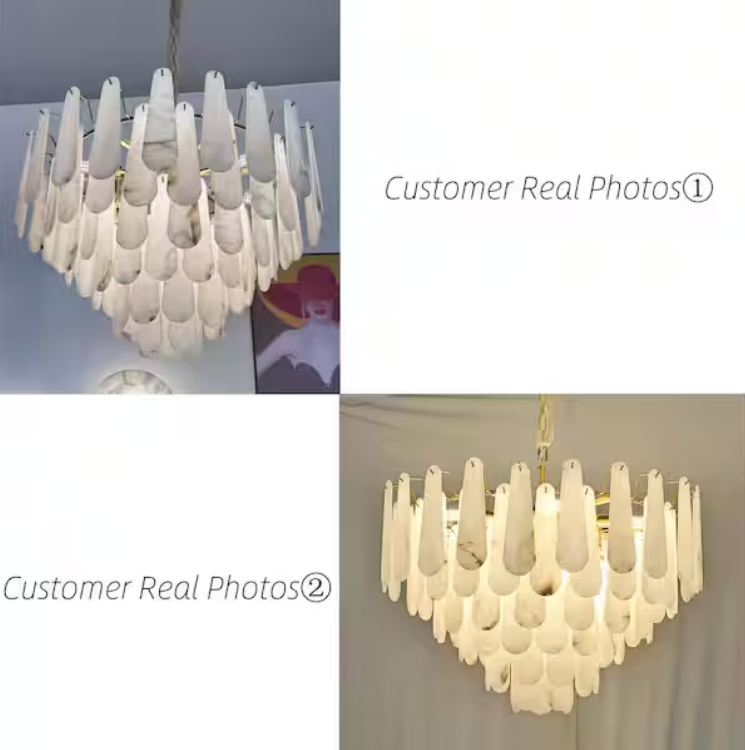 Modern Chandelier 32 in. 16-Lights Gold Chandelier With Alabaster Shade,Chandelier for Dining Room, Living Room, Bedroom