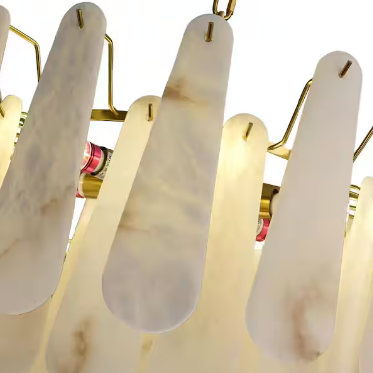 21.6 in. 6-Light Modern Round Alabaster Kitchen Island Chandelier, 4-Tier Luxury Large White Chandelier for Bedroom