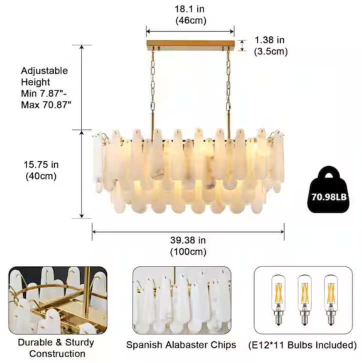 Modern Chandelier 39 in. 20-Light Gold Chandelier for Dinning Room, Living Room, Foyer, Bedroom