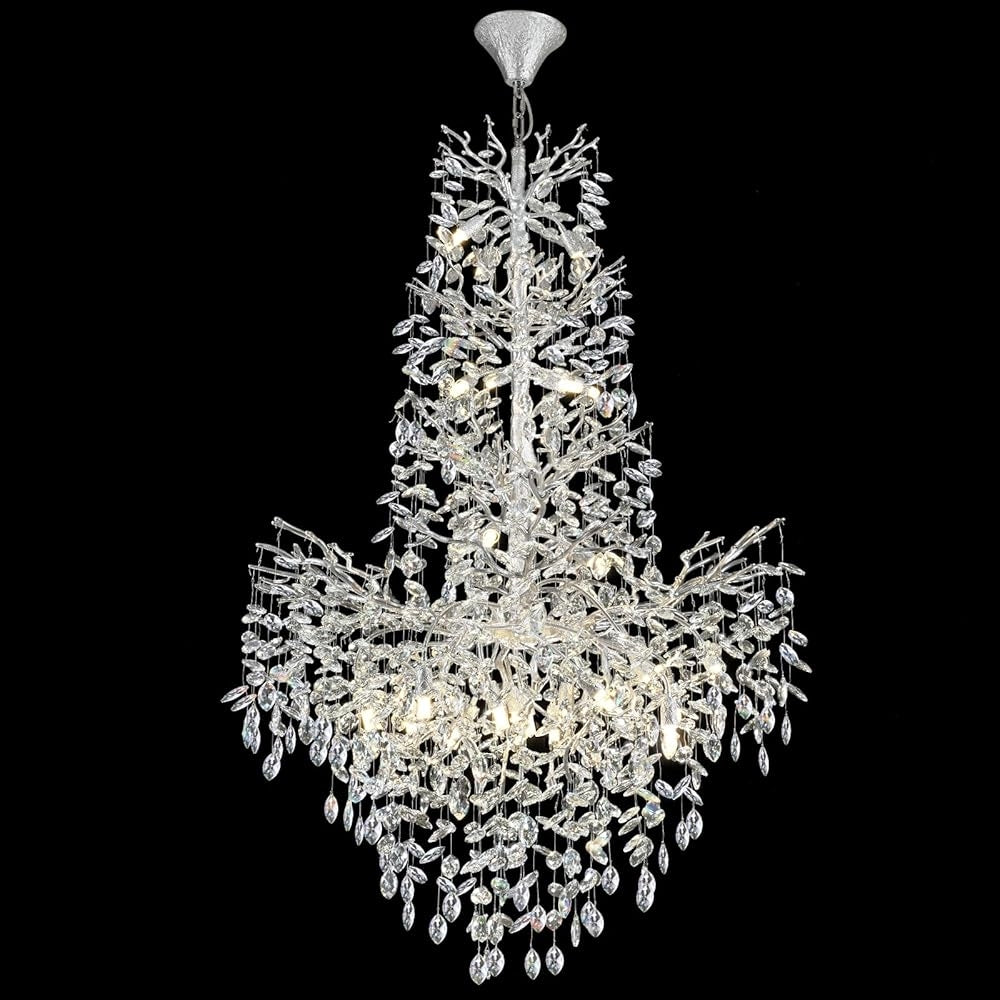 $5000+ Purchase Gift | H61" Silver Tree Branch Crystal High Ceilings Chandeliers
