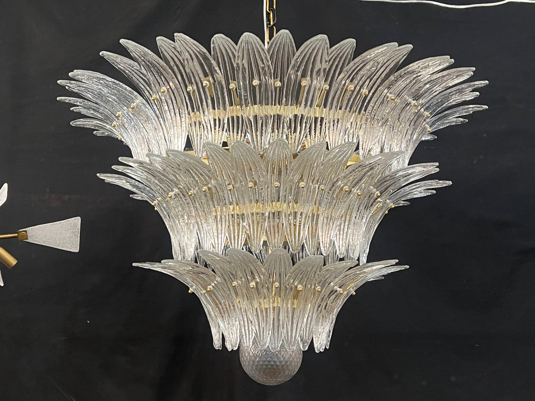 Murano Chandelier 104 Clear Palmette Glass