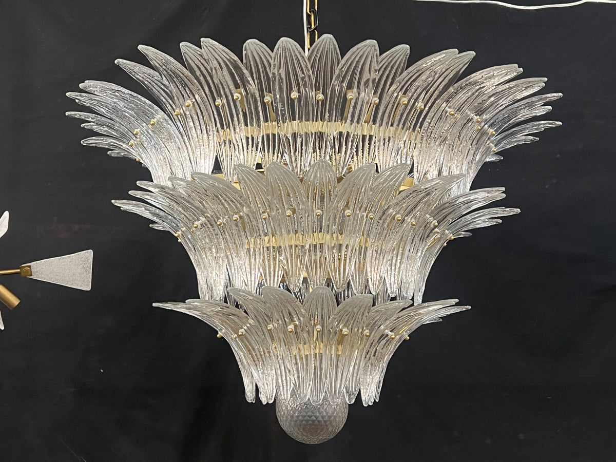 Murano Chandelier 104 Clear Palmette Glass