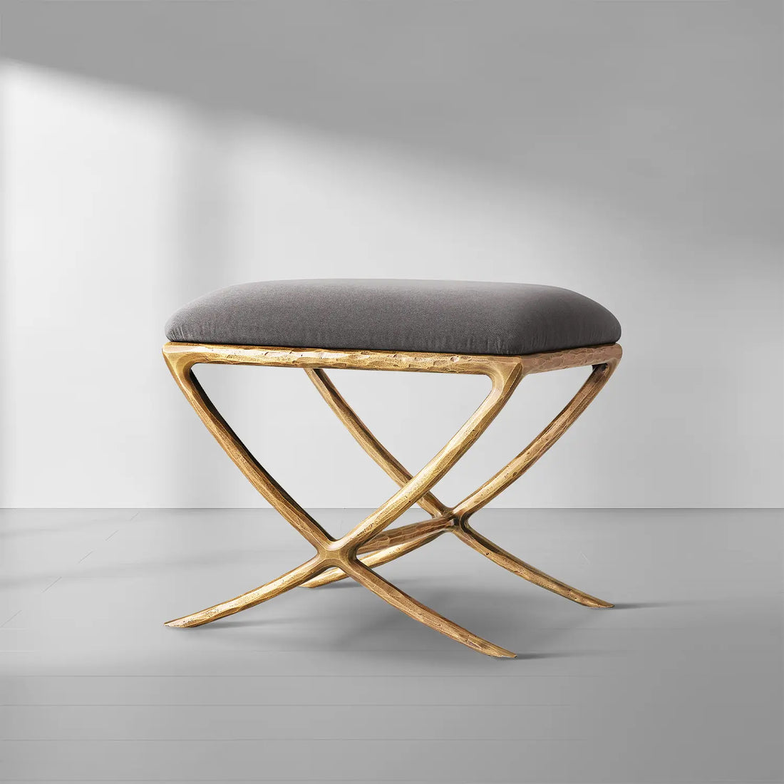 Hand-Forged Metal X-base Stool