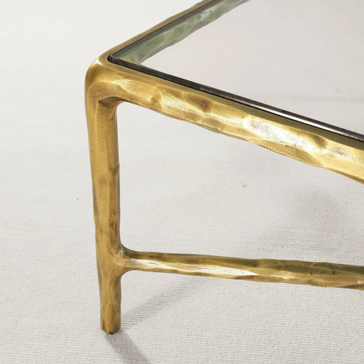 Hand-Forged Metal Rectangle Glass Coffee Table