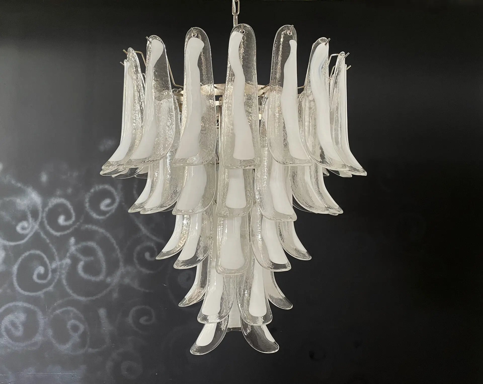Murano Chandelier 52 White Petal Glass