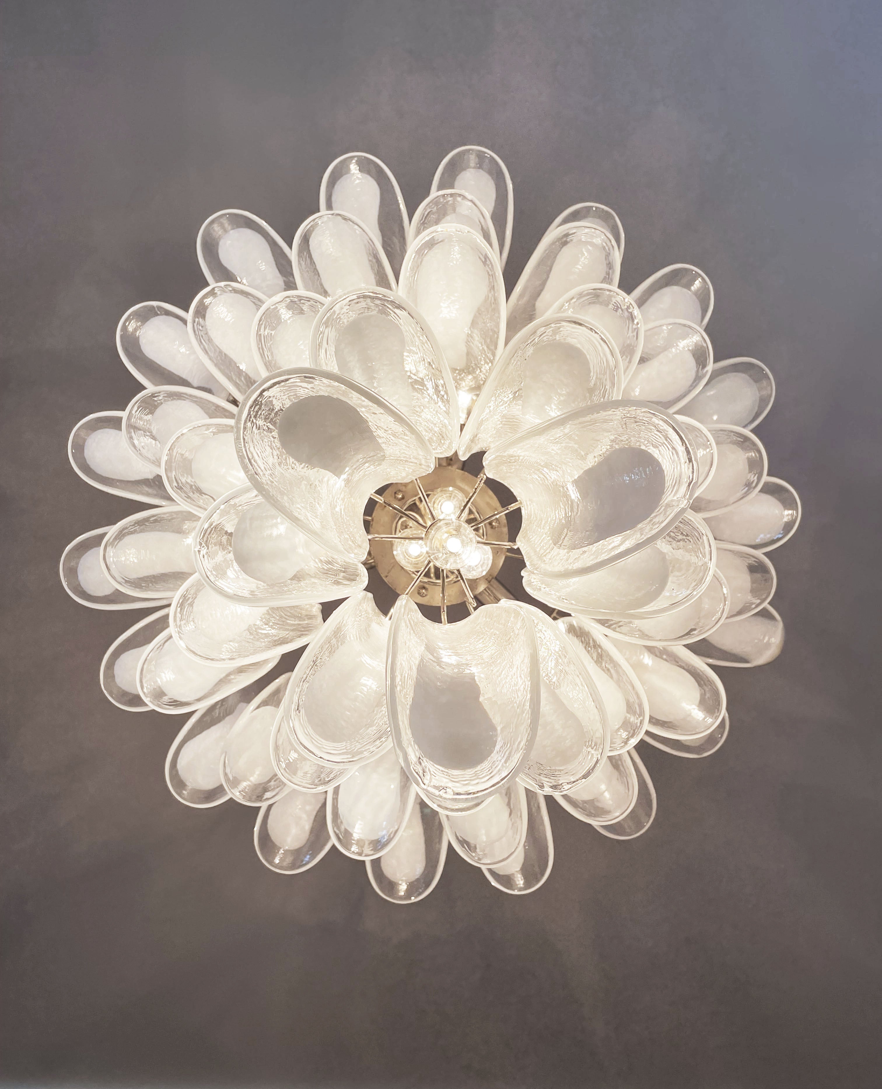 Murano Chandelier 52 White Petal Glass