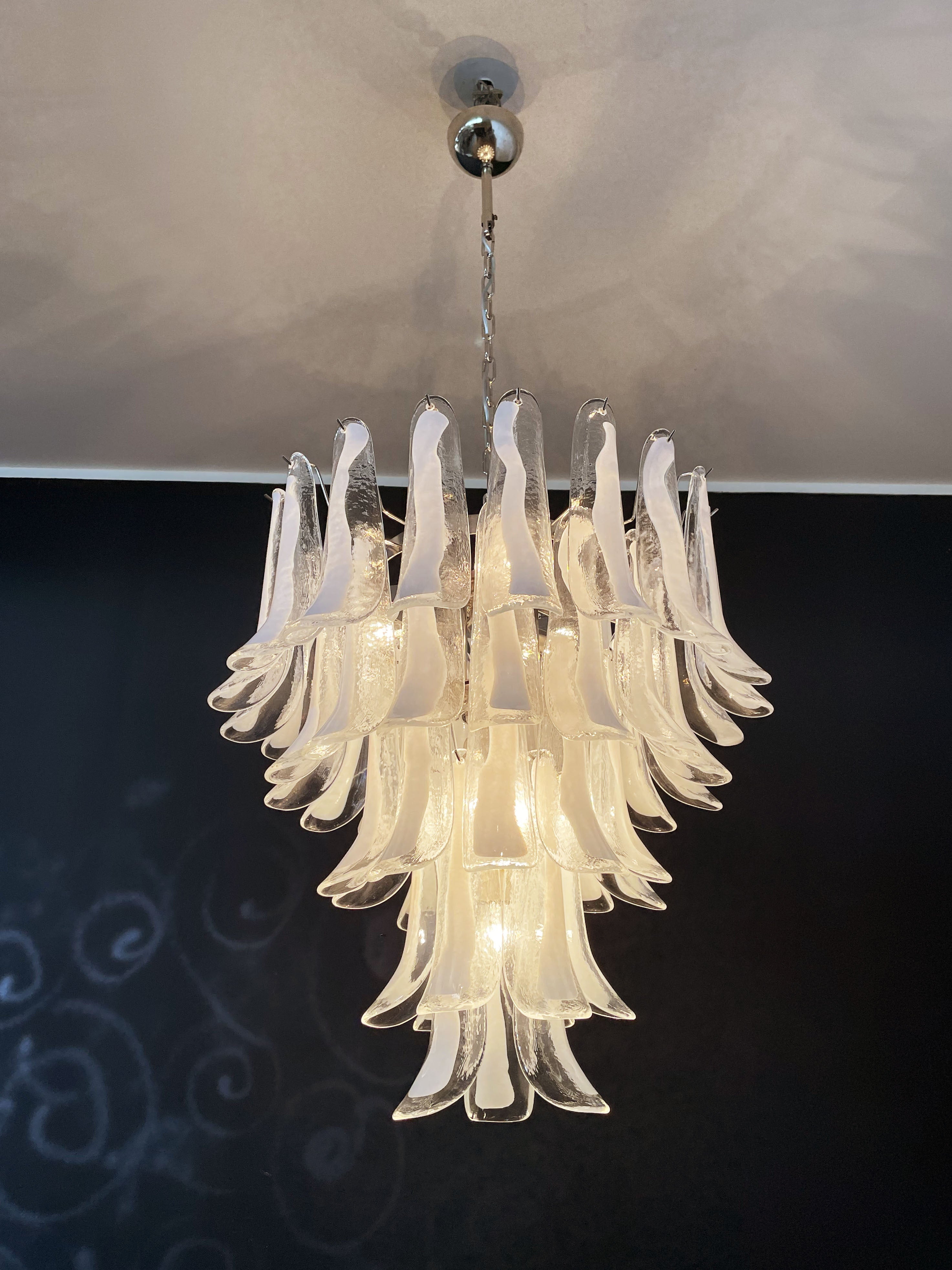 Murano Chandelier 52 White Petal Glass