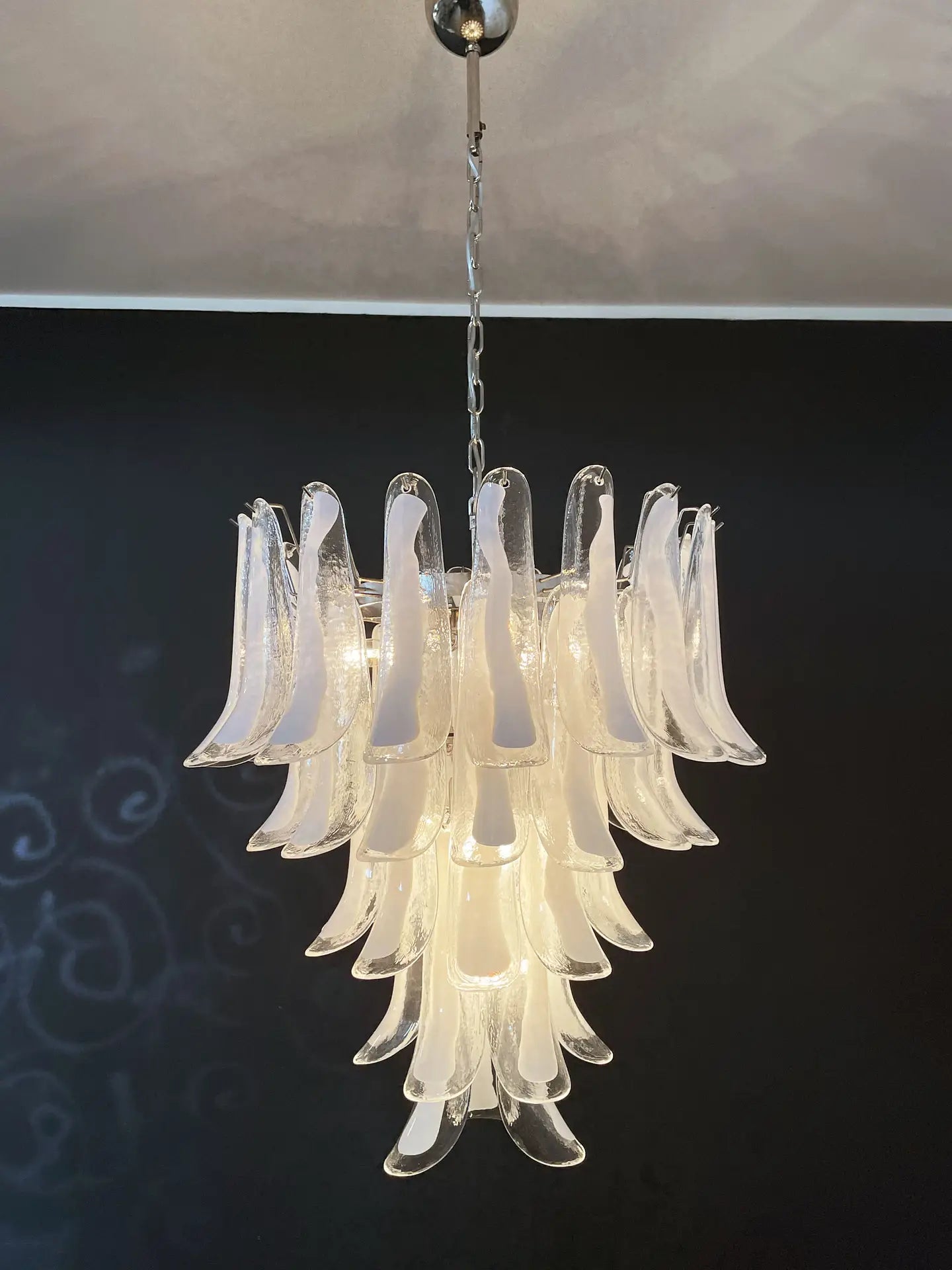 Murano Chandelier 52 White Petal Glass