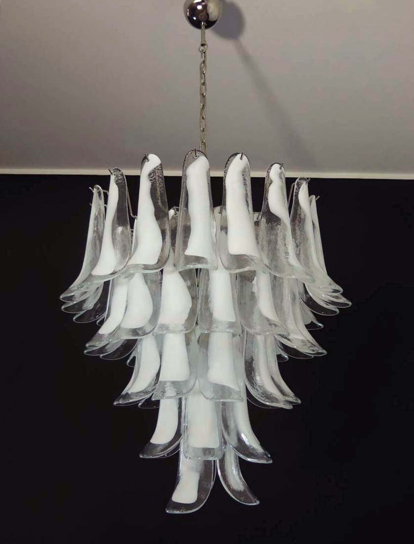 Murano Chandelier 52 White Petal Glass