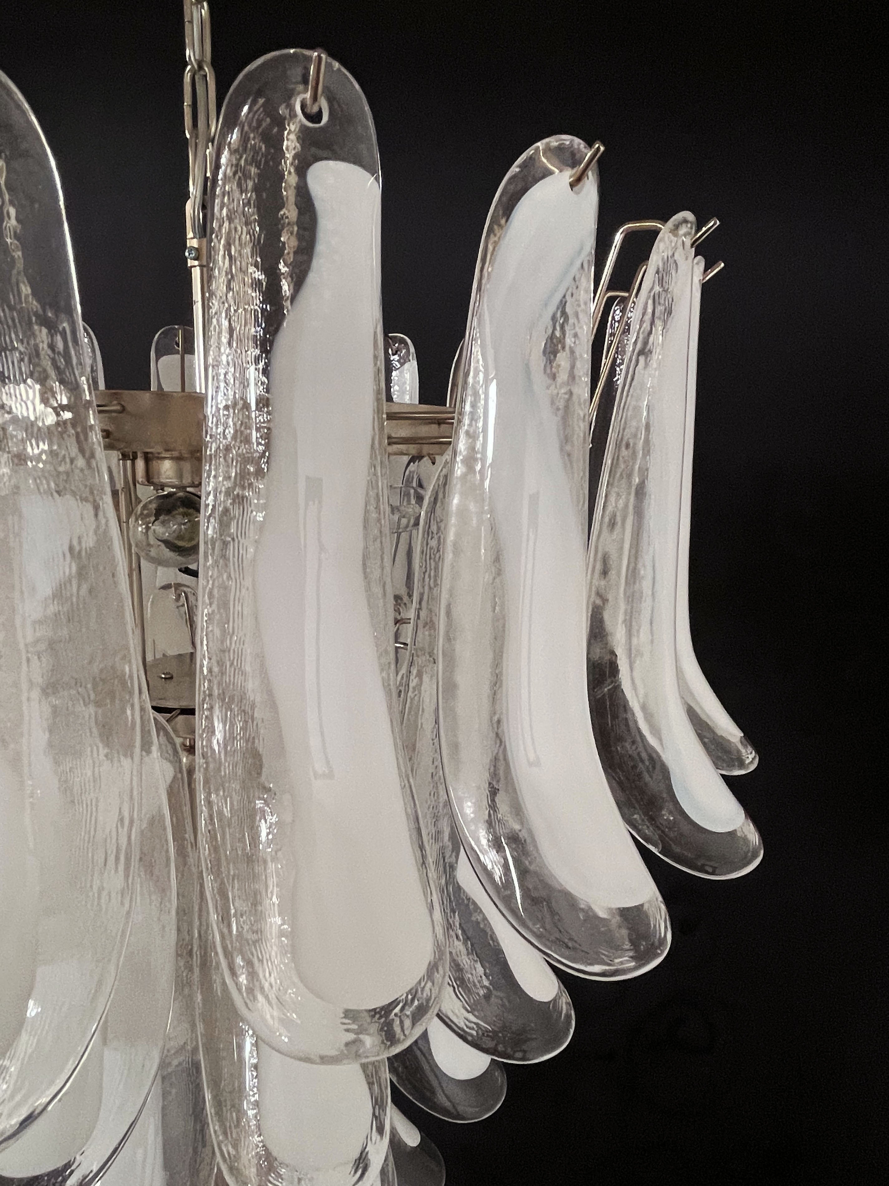 Murano Chandelier 52 White Petal Glass