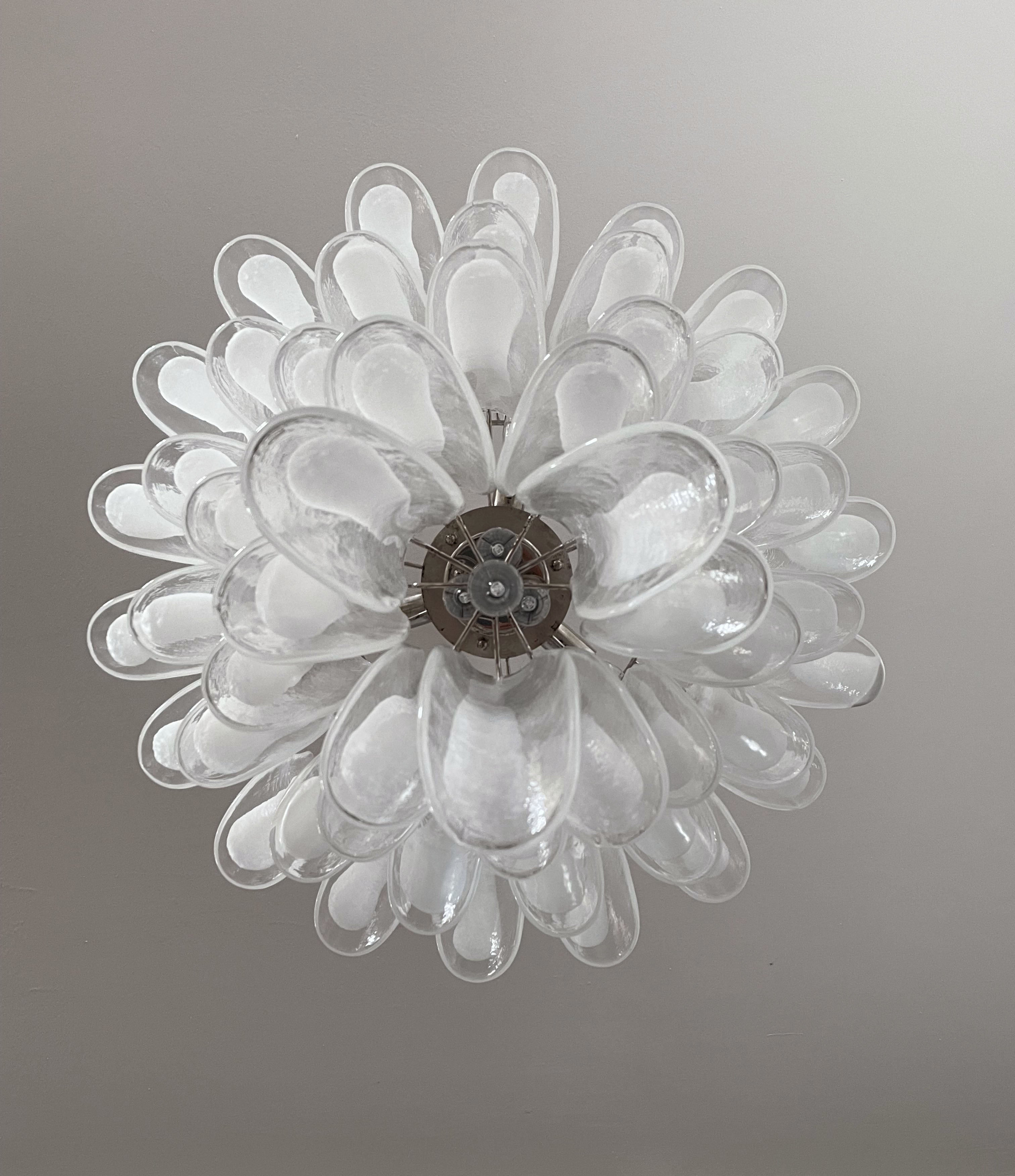 Murano Chandelier 52 White Petal Glass