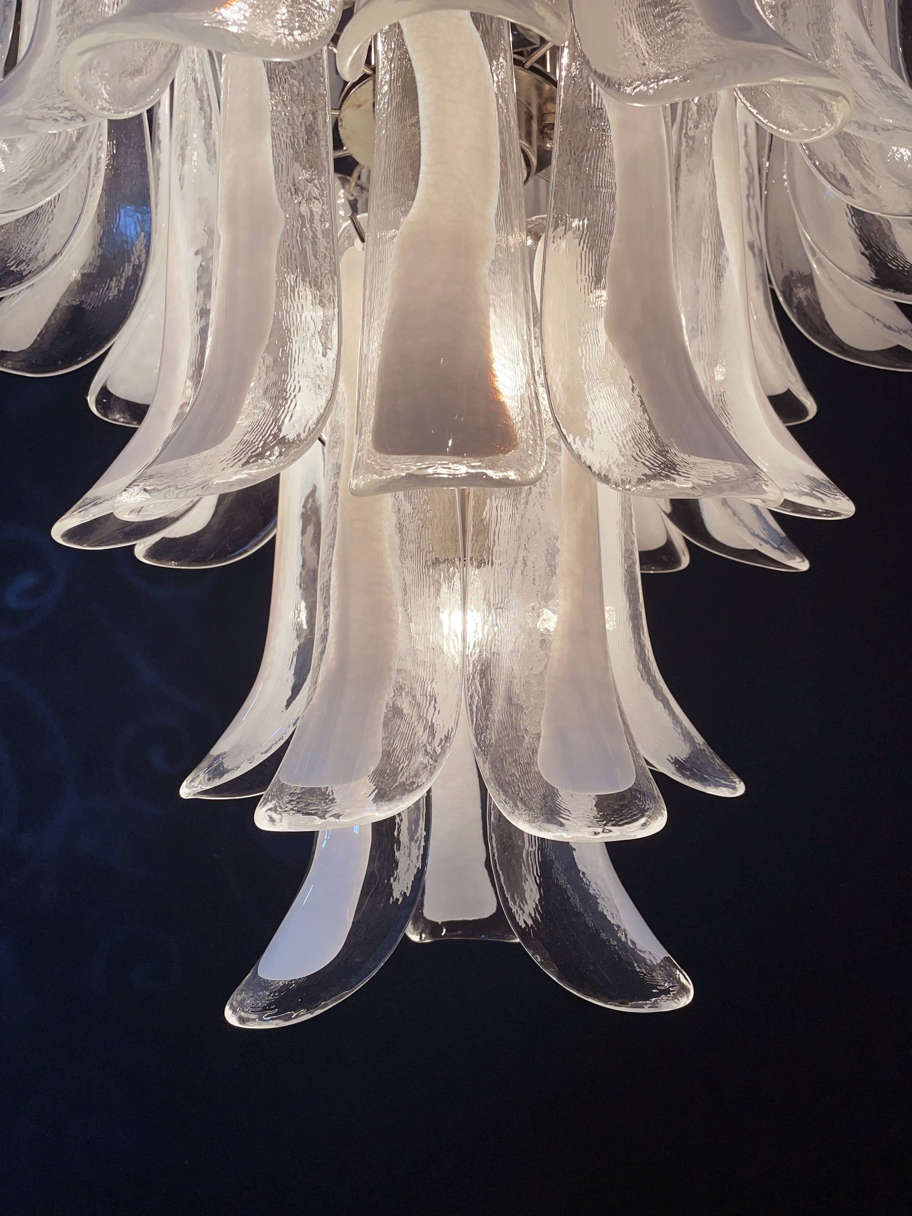 Murano Chandelier 52 White Petal Glass