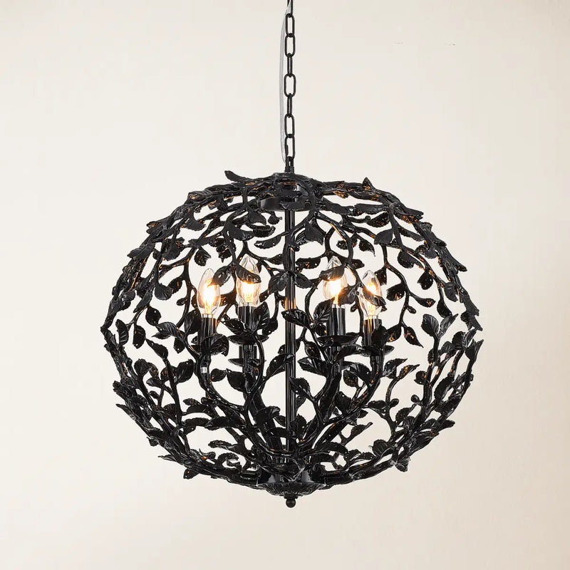 $1500+ Purchase Gift | Farmhouse Black Chandelier 13.7"D