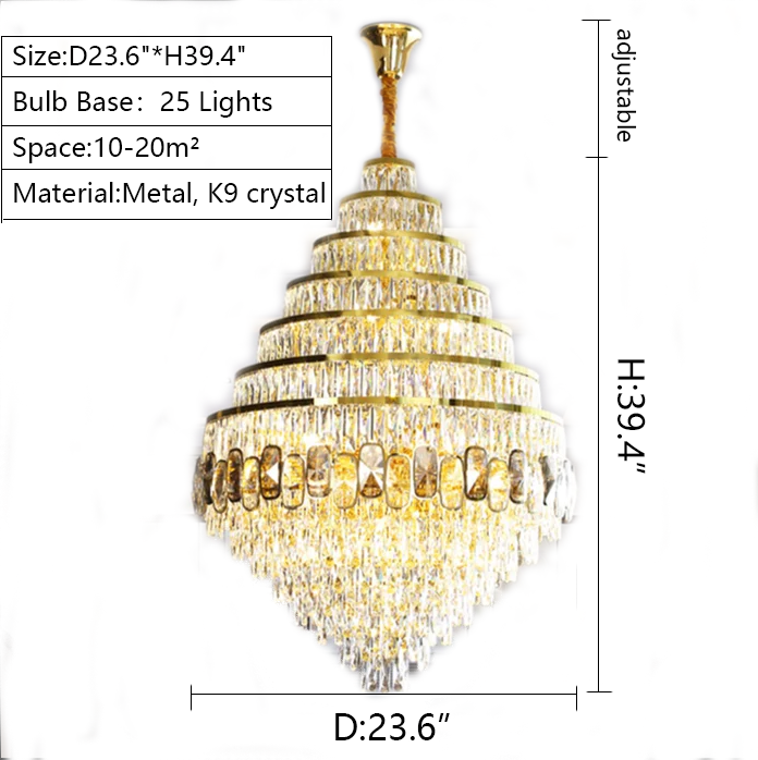 Honeycomb Shaped Ceiling Chandelier Extra Large Crystal Light Fixture For Foyer Staircase