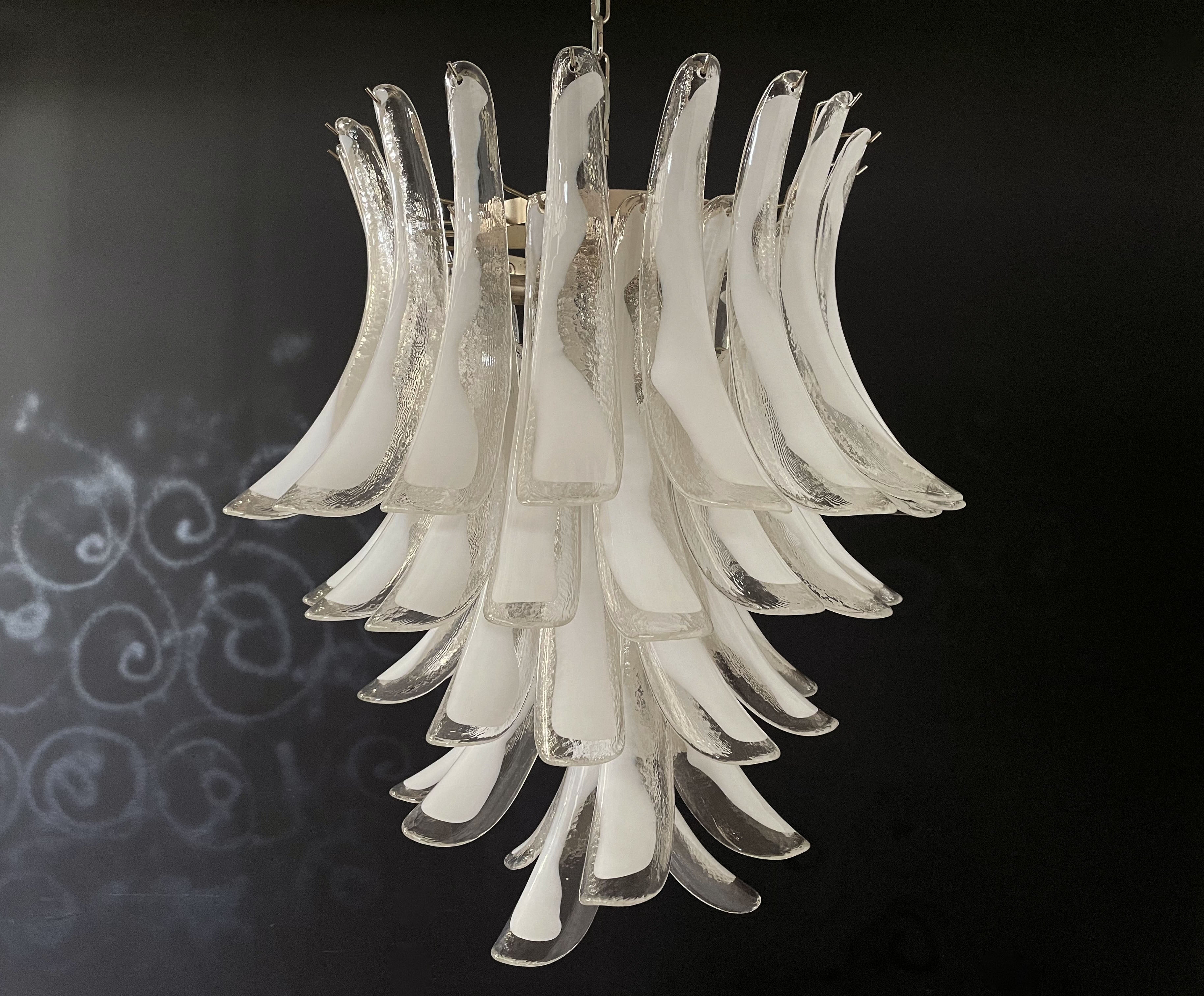 Murano Chandelier 52 Clear White Petal Glass