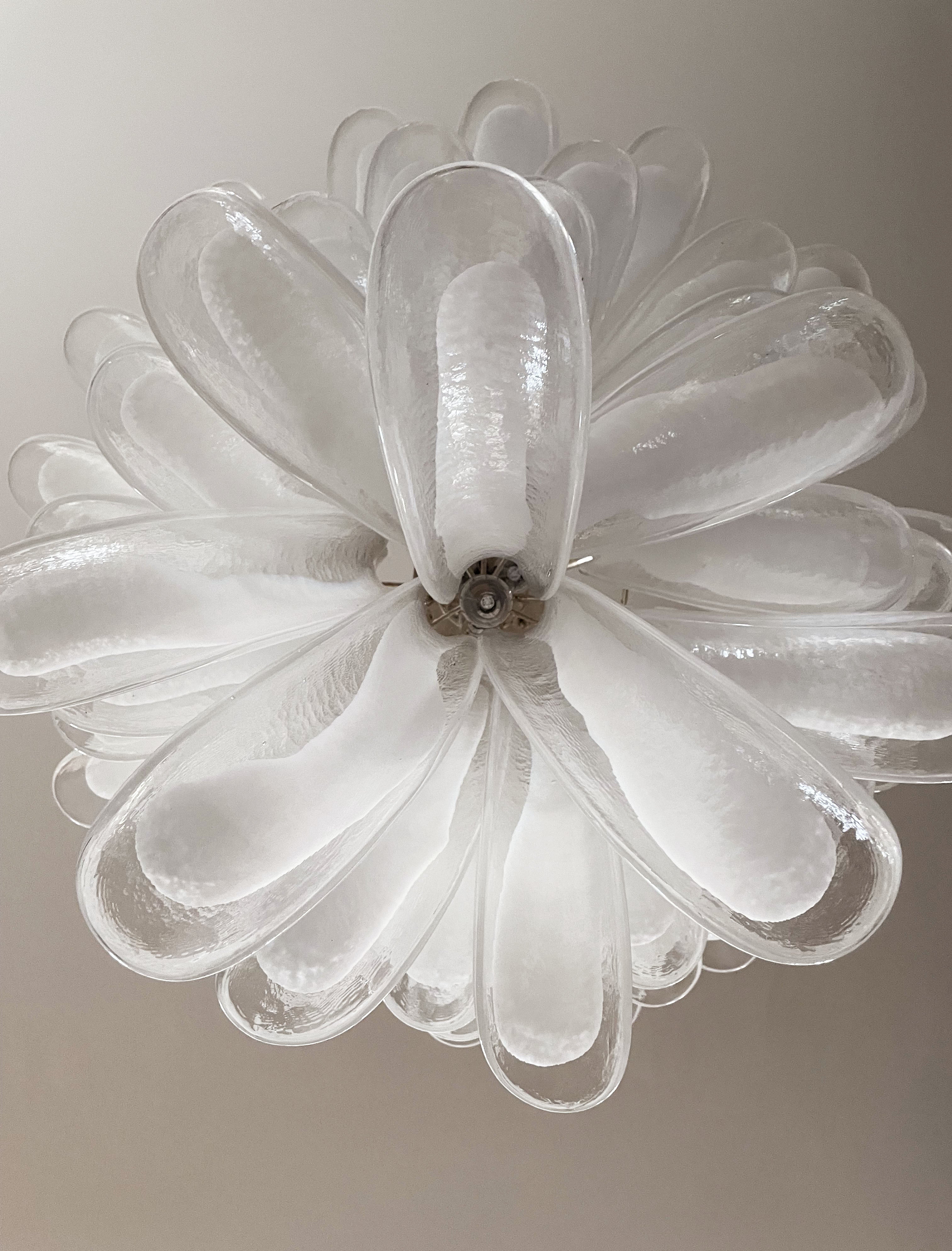 Murano Chandelier 52 Clear White Petal Glass