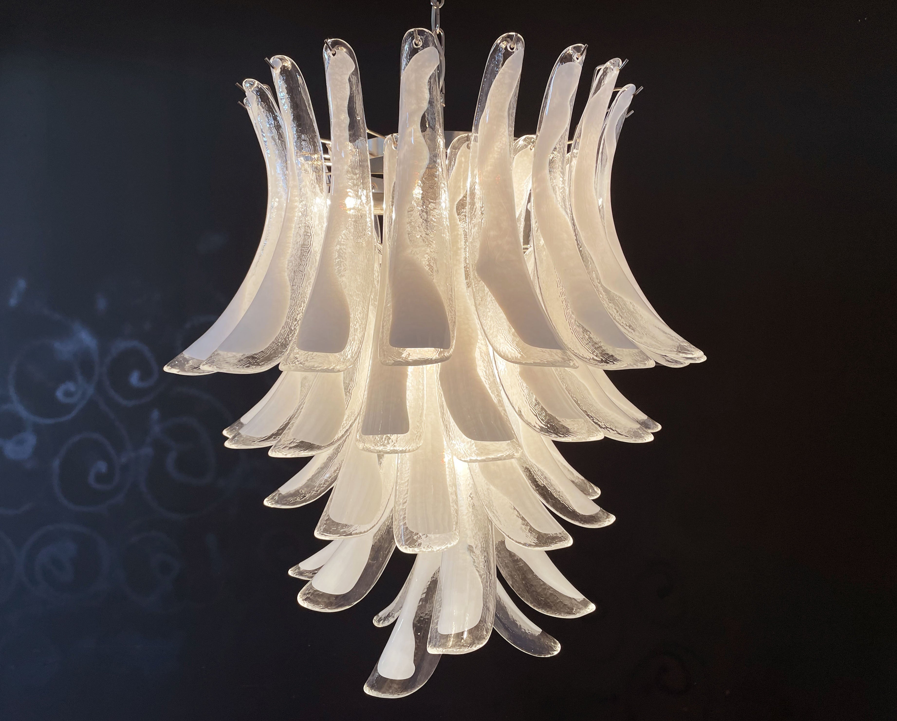 Murano Chandelier 52 Clear White Petal Glass