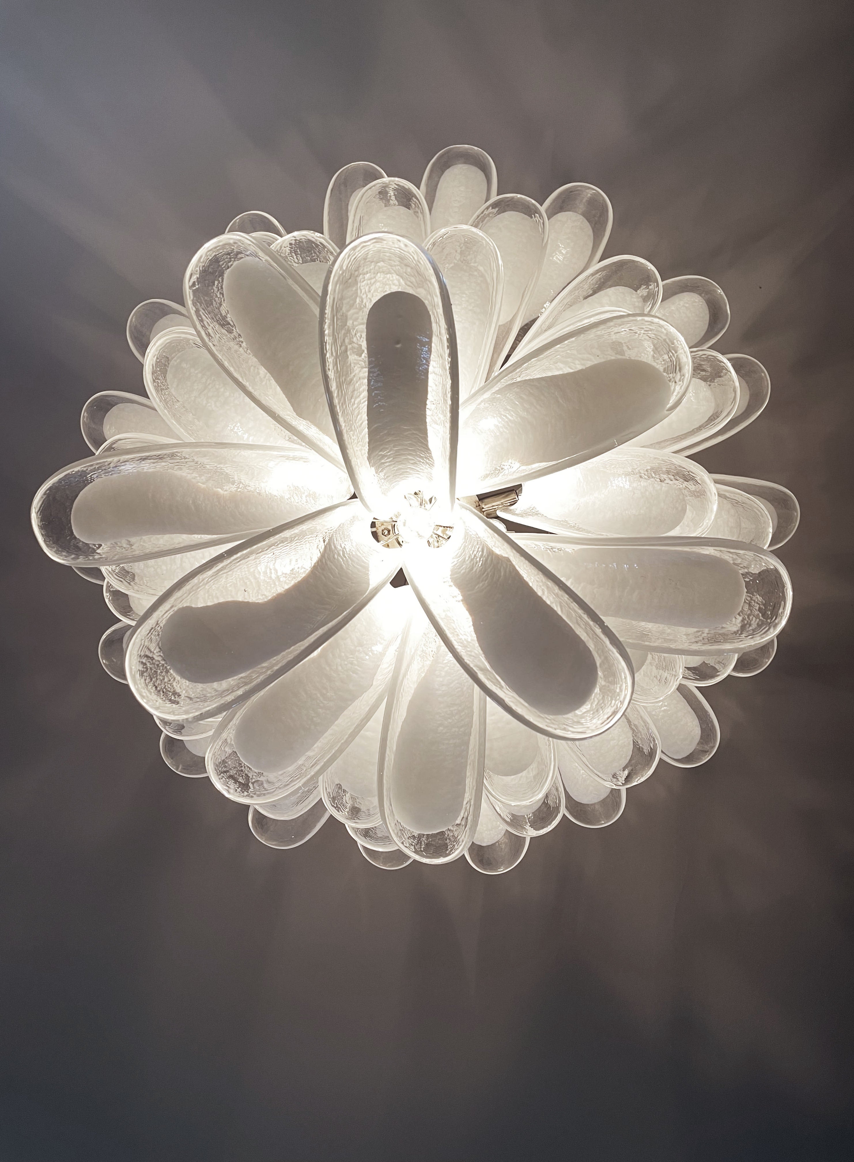 Murano Chandelier 52 Clear White Petal Glass