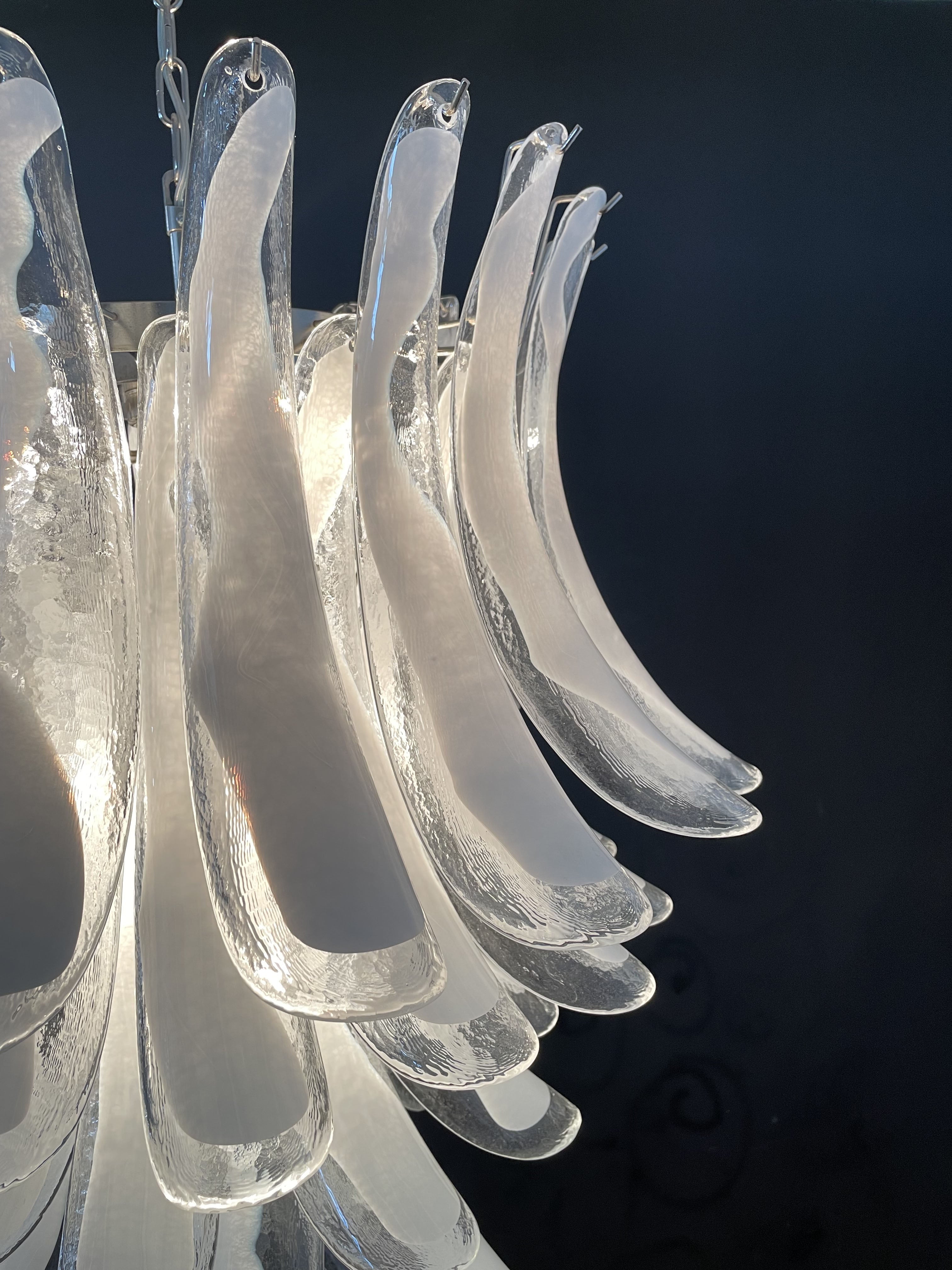 Murano Chandelier 52 Clear White Petal Glass