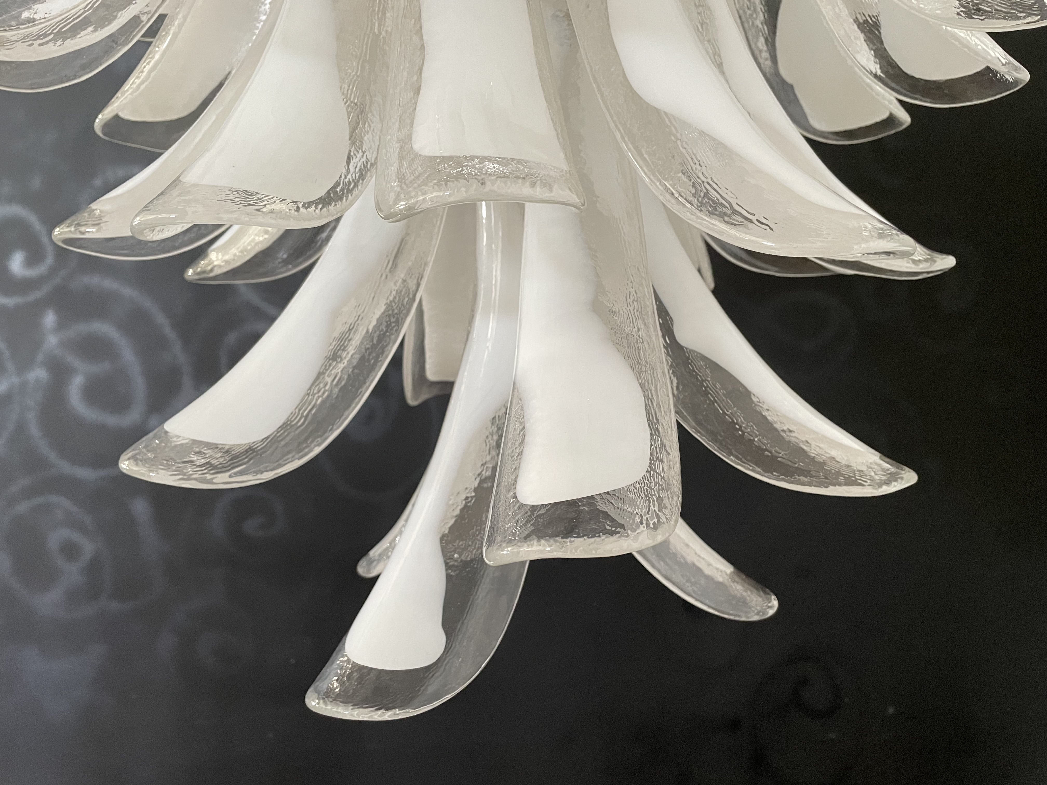 Murano Chandelier 52 Clear White Petal Glass