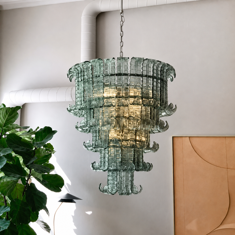 Murano-Style Glass Celestine Chandelier