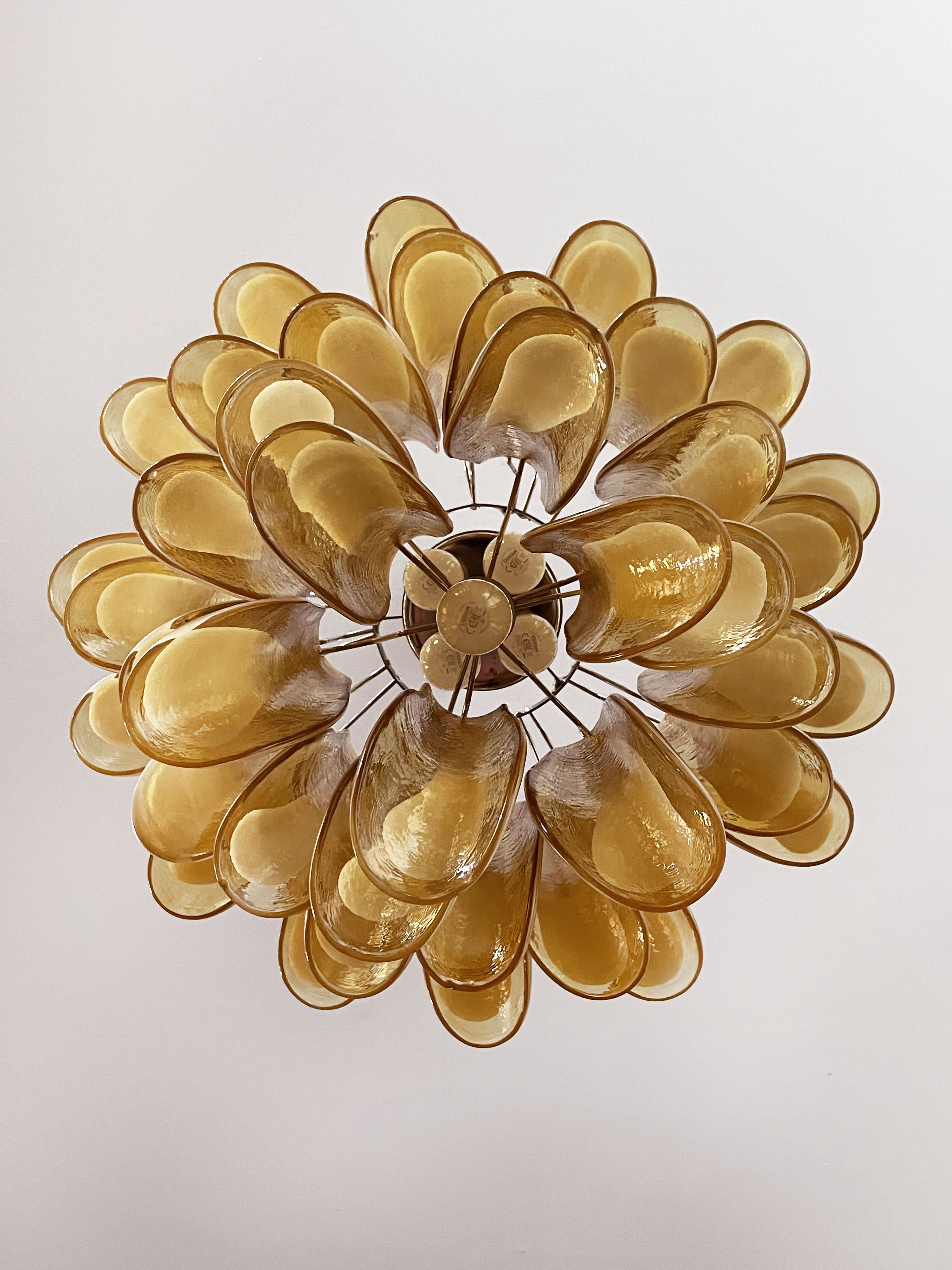 Murano Chandelier 41 Caramel-Colored Petal Glass