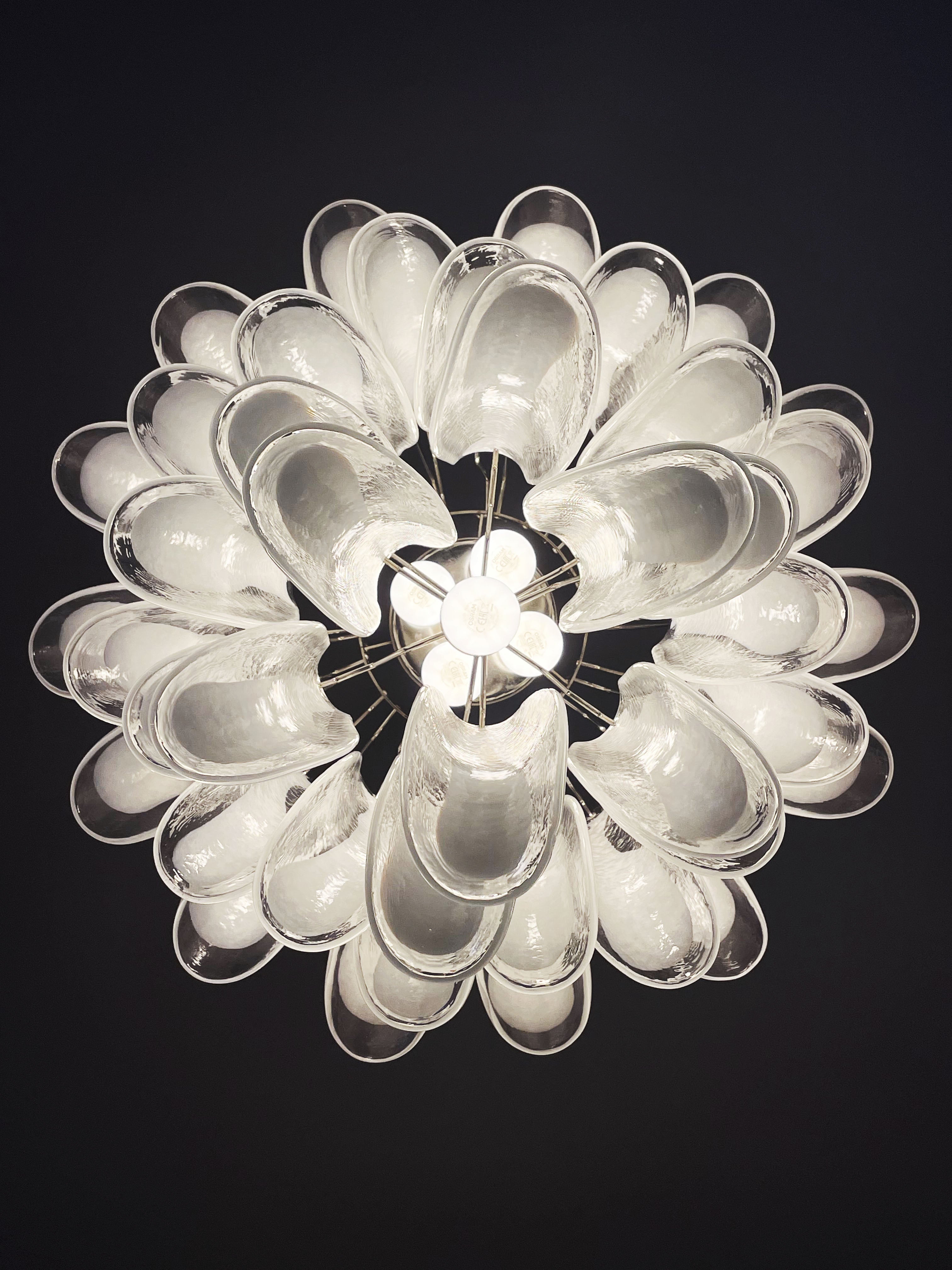 Murano Chandelier 41 Clear Petal Glass