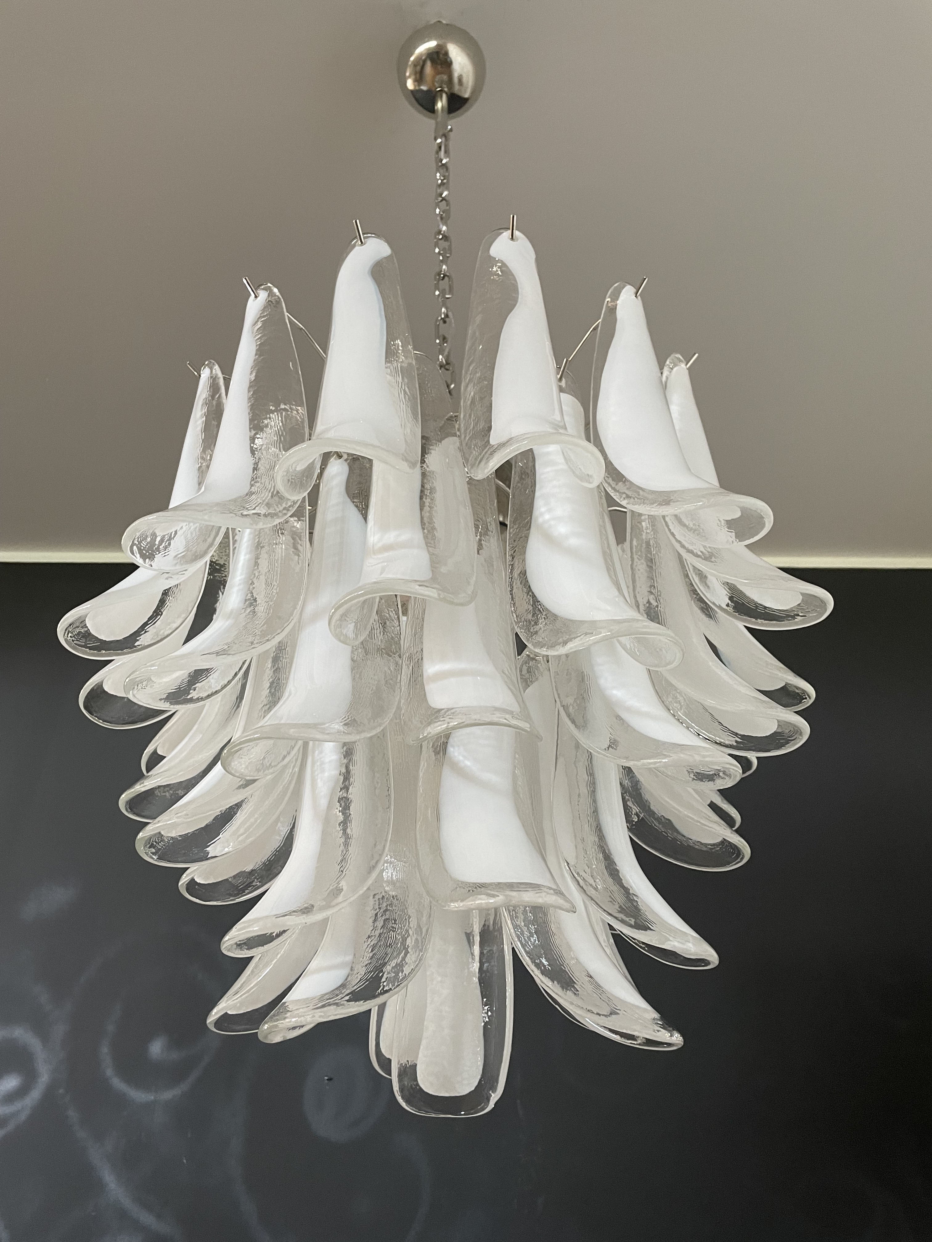 Murano Chandelier 41 Clear Petal Glass