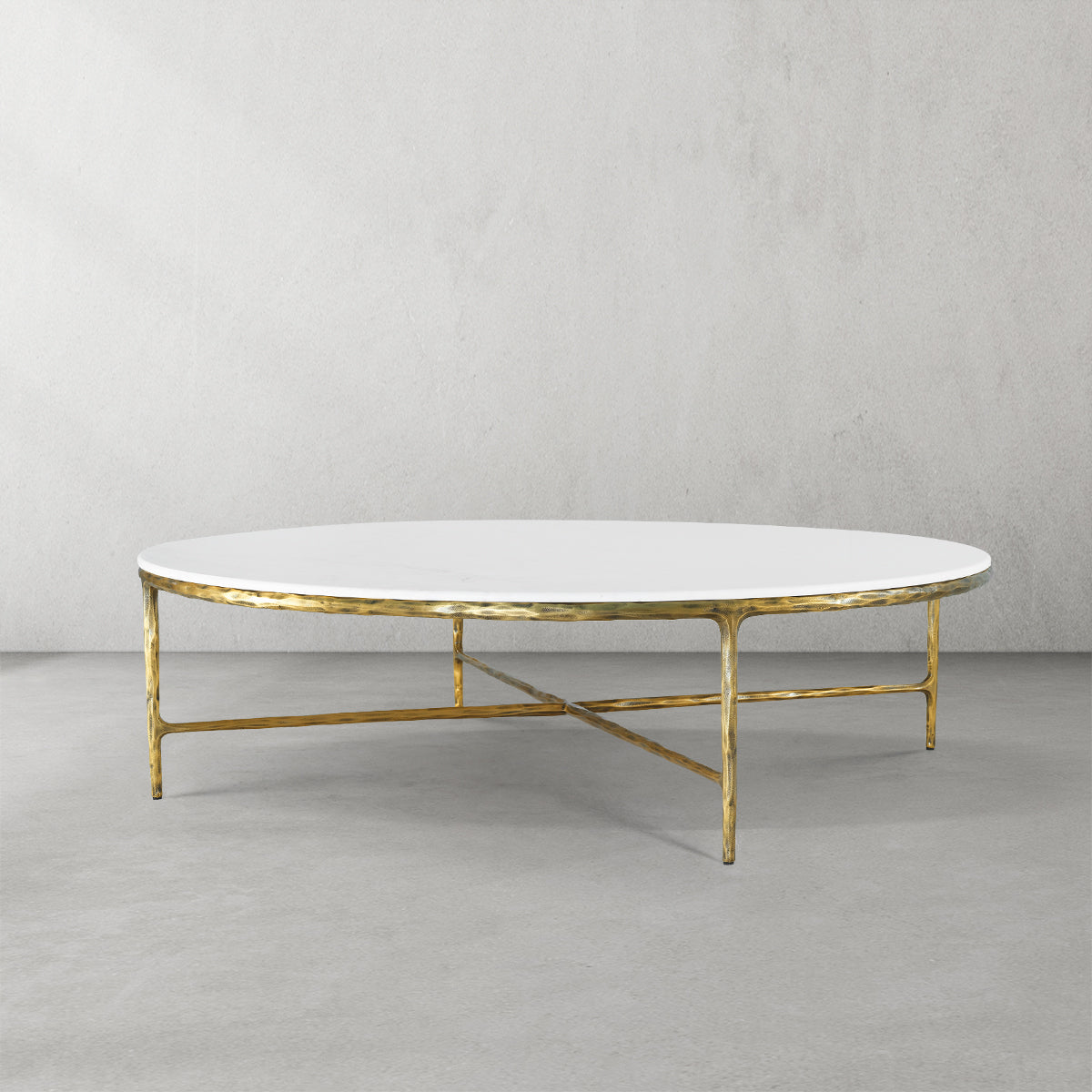 Hand-Forged Metal Marble Round Coffee Table 36" 55"