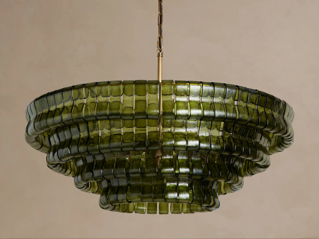 Amor 4-Tier Ghiaccio Glass Round Chandelier 36"