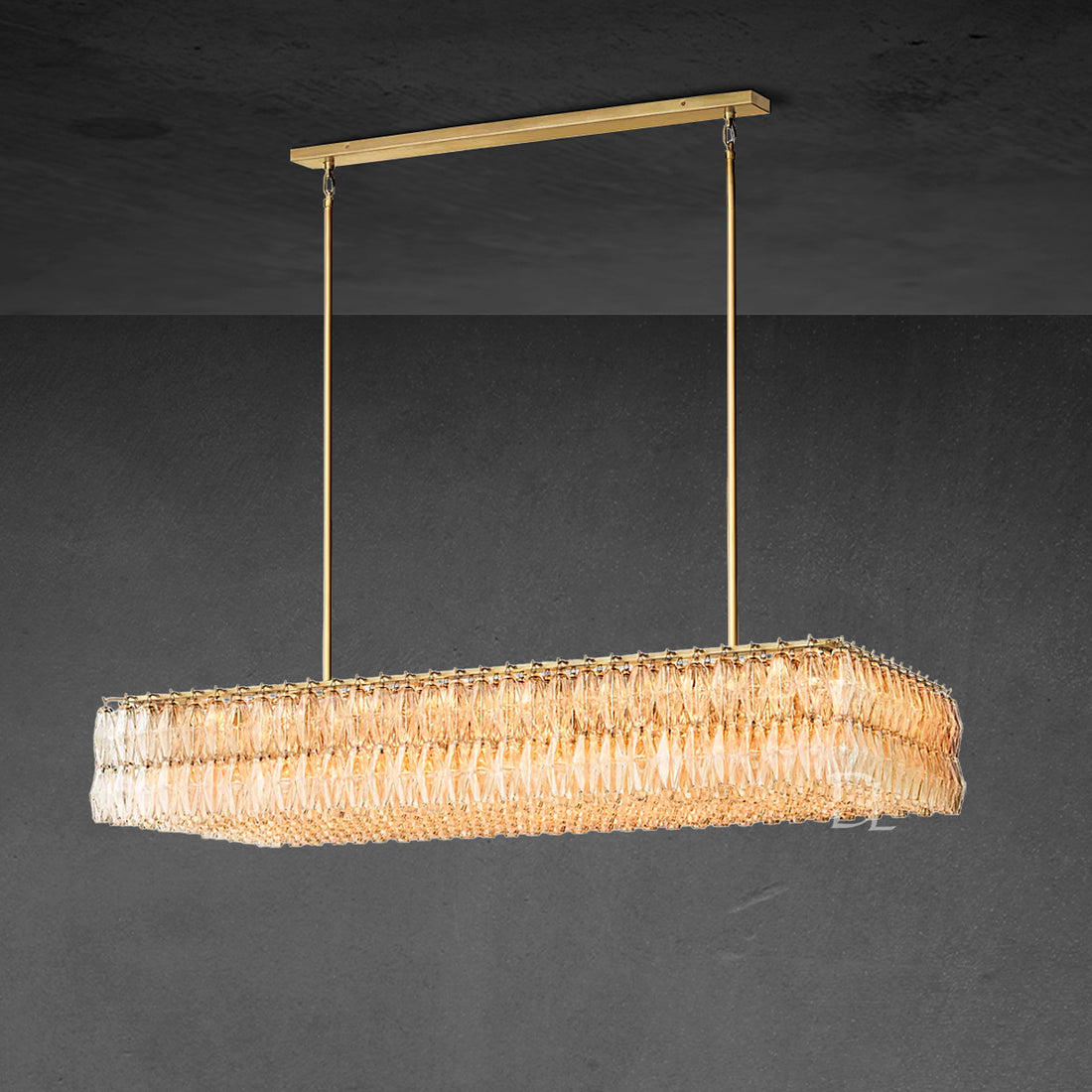 Chara Glass Rectangular Chandelier 74"