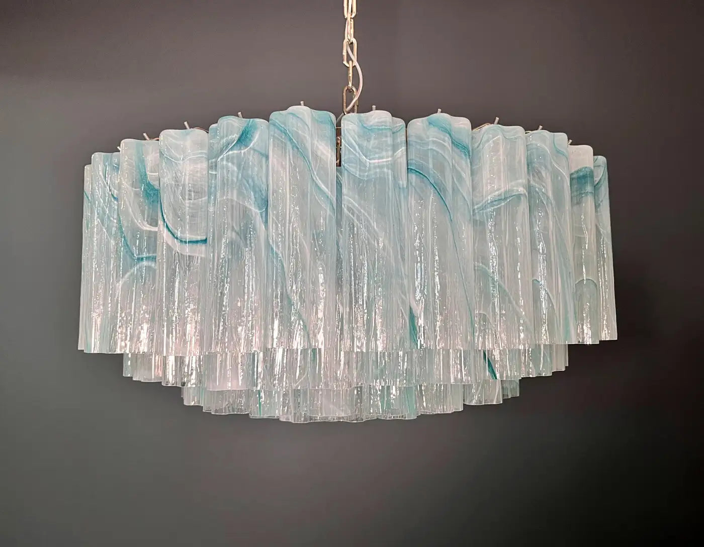 Large Murano glass Chandelier -101 blue alabaster glass tube