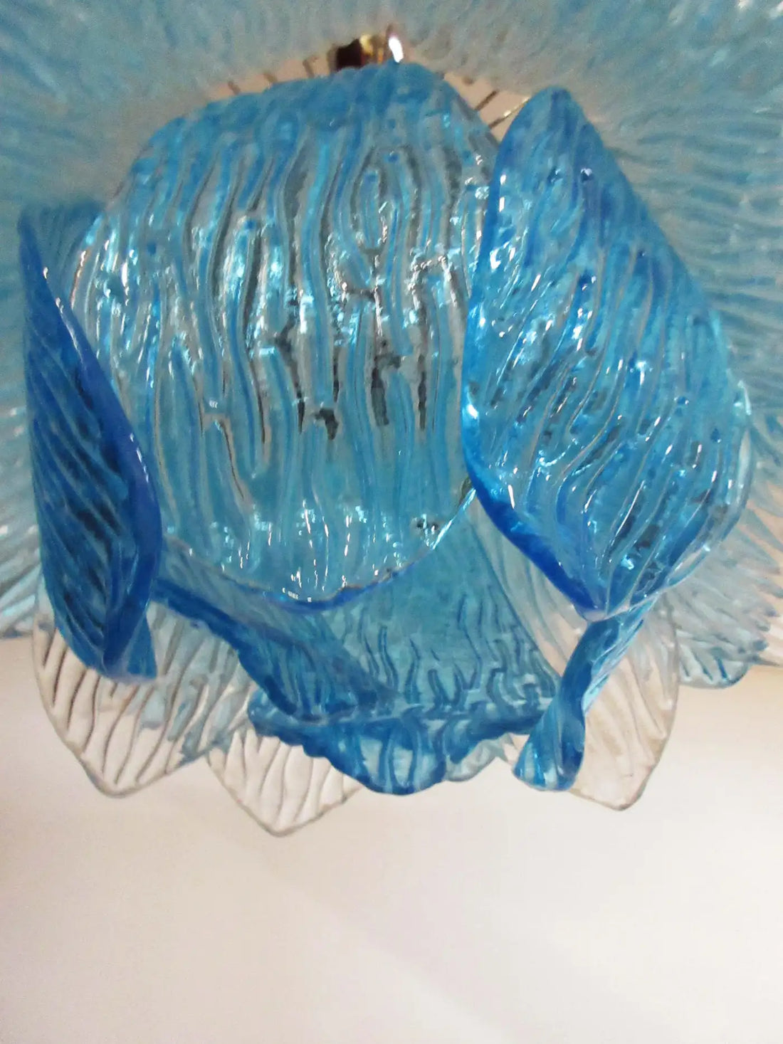 Italian vintage Murano Glass chandelier - 38 glasses - blue and trasparent