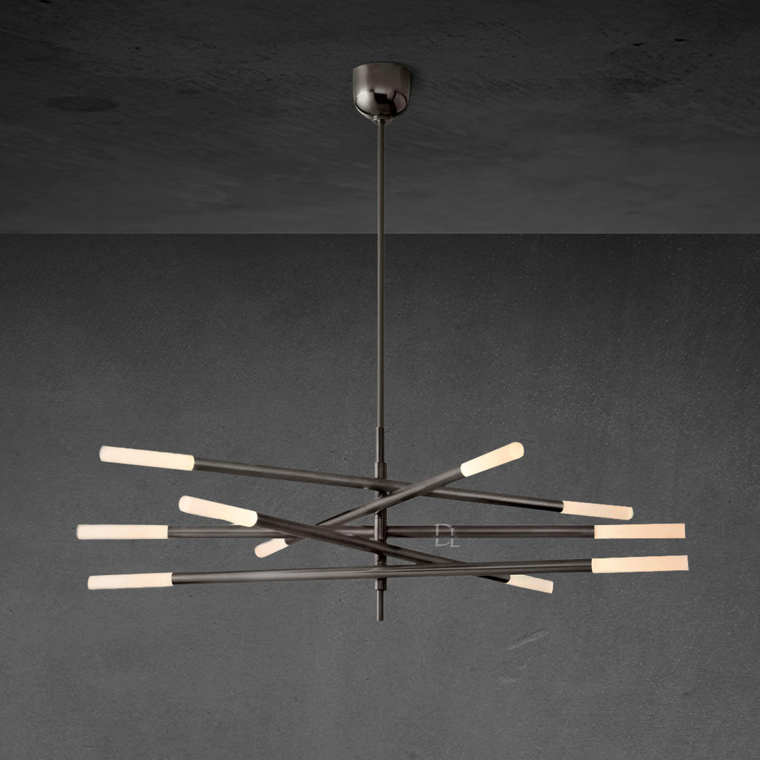 Roussea 10-Light Mobile Etched Rod Chandelier