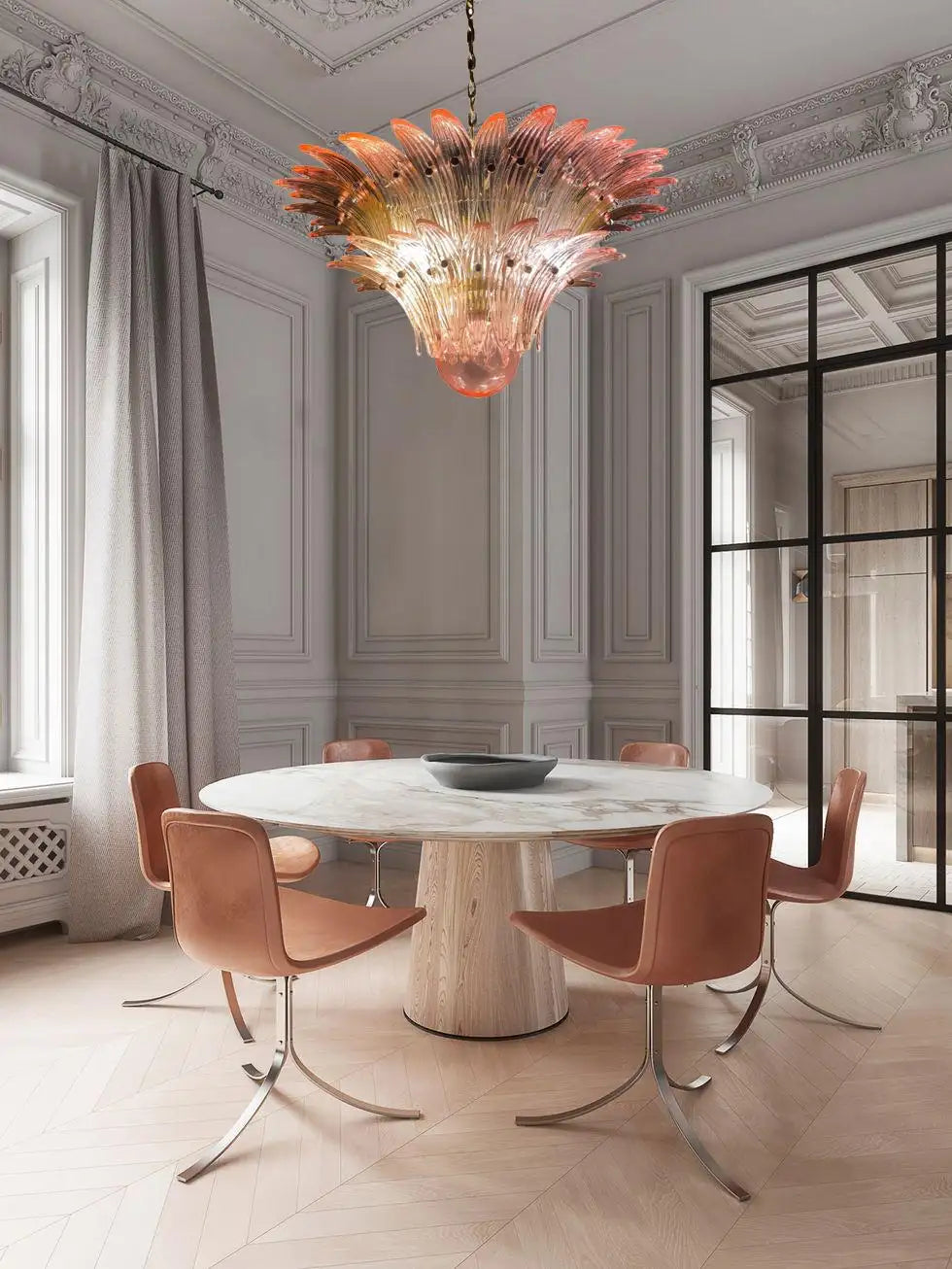 Fantastic Pink Murano Palmette Chandelier