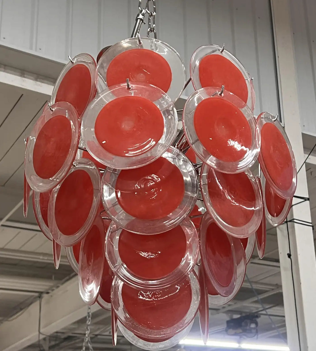 Red Murano Glass Disc Chandelier