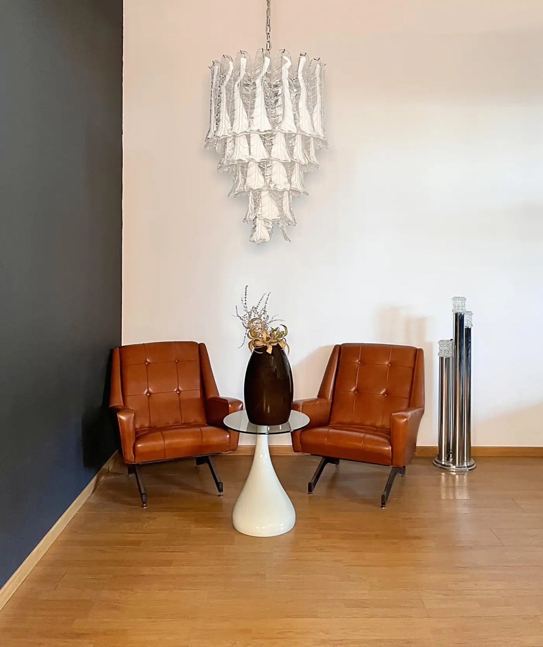 Italian vintage Murano chandelier - 52 necktie glasses