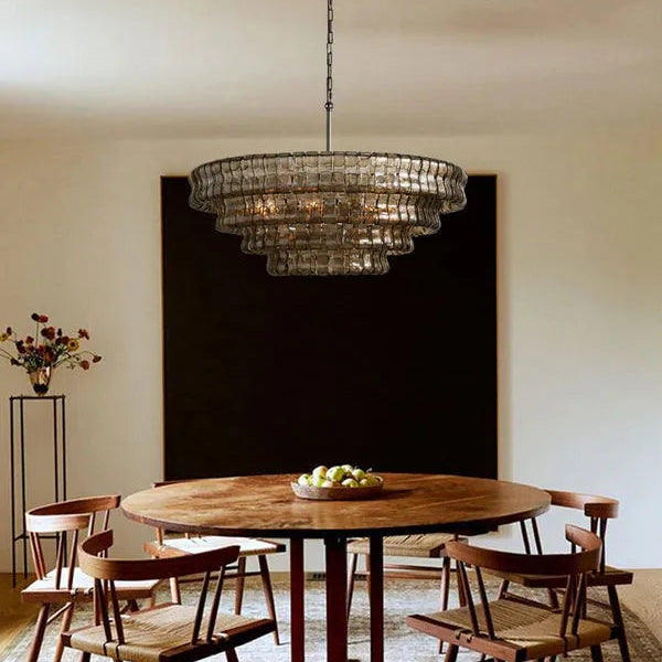 Amor 4-Tier Ghiaccio Glass Round Chandelier 36"