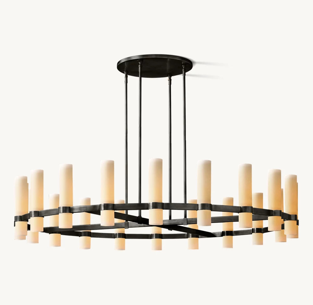 Ravele Milk Glass Round Chandelier 60"