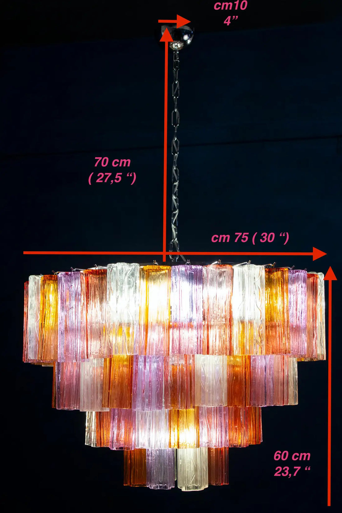 Mid-Century Multicolored Murano Glass Tronchi Chandelier