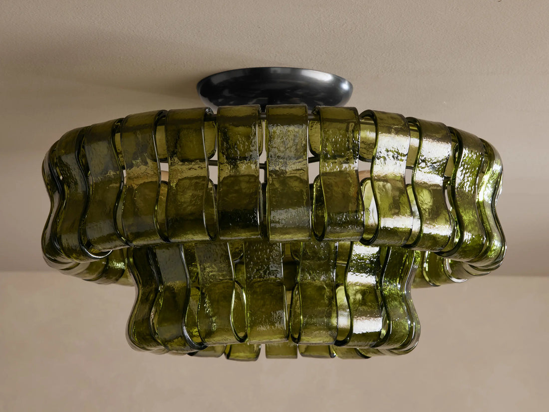 Amor 2-Tier Ghiaccio Glass Round Flushmount 18"