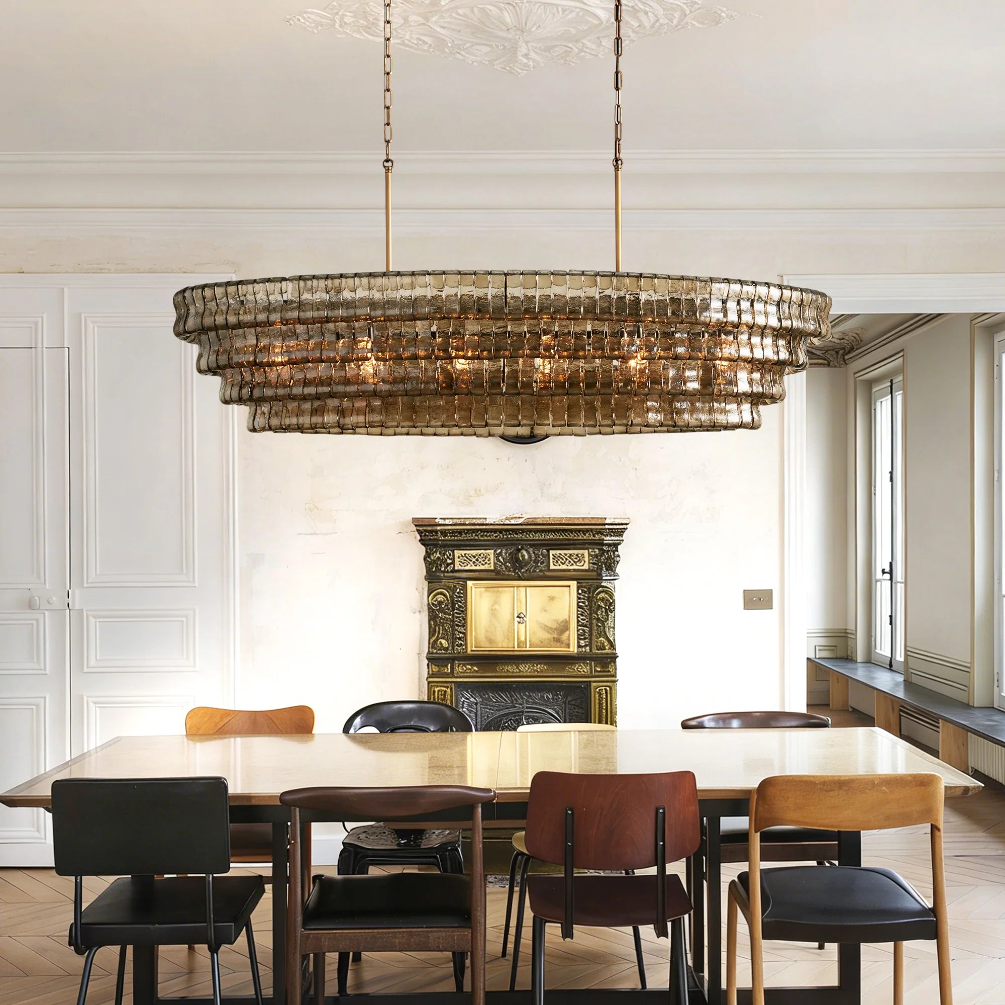 Amor Ghiaccio Glass Oval Chandelier 54"W/65"W