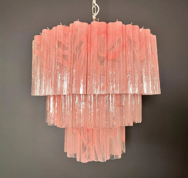 Large three-Tier Murano 52 pink alabaster glass tubes