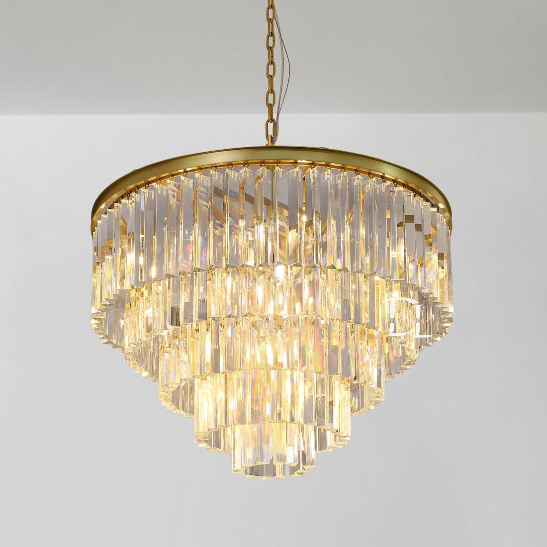 1920s Odeon 5-Layer Crystal Round Chandelier 32"