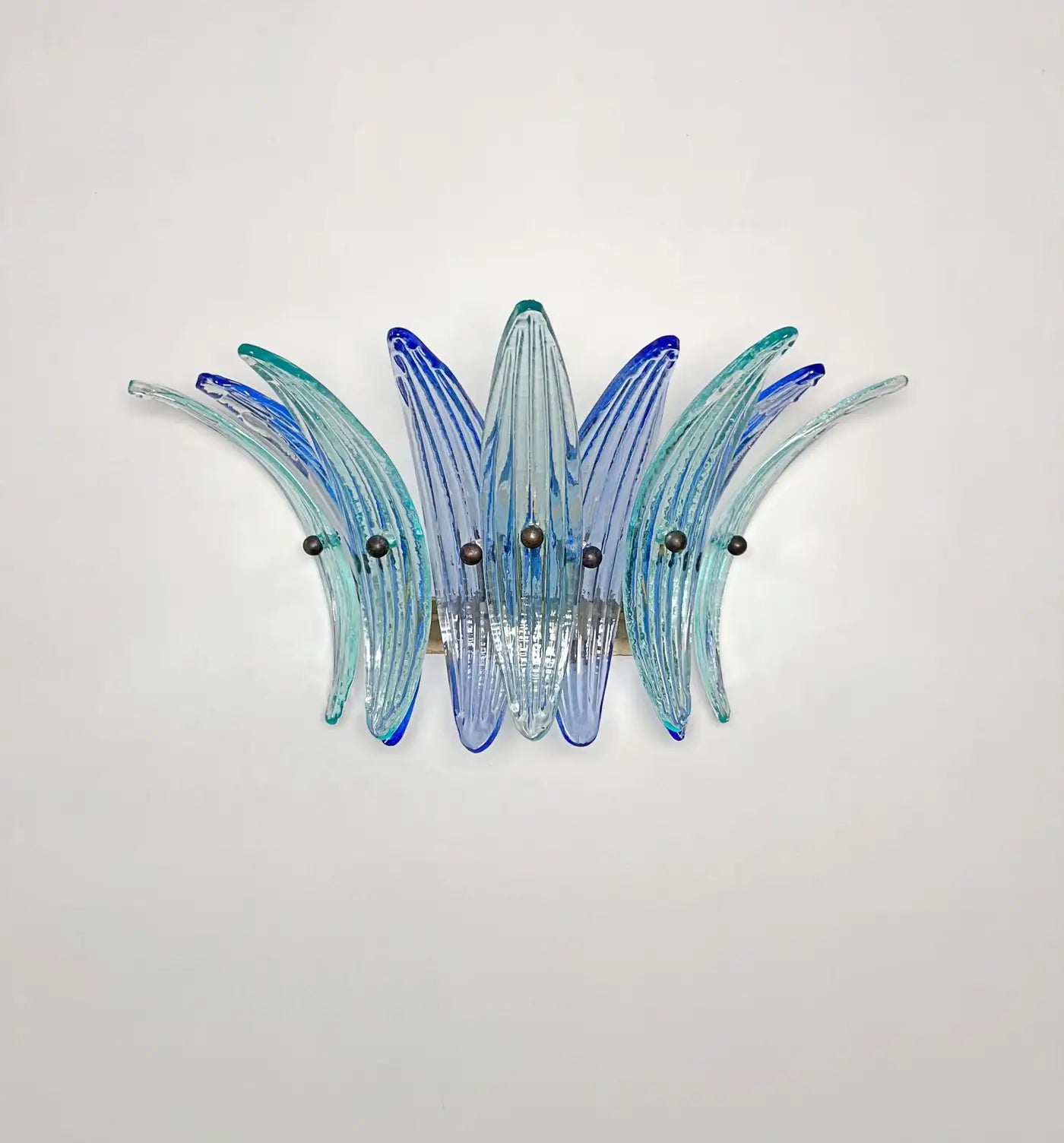 Vintage Palmette Wall Light - blue and turquoise glasses