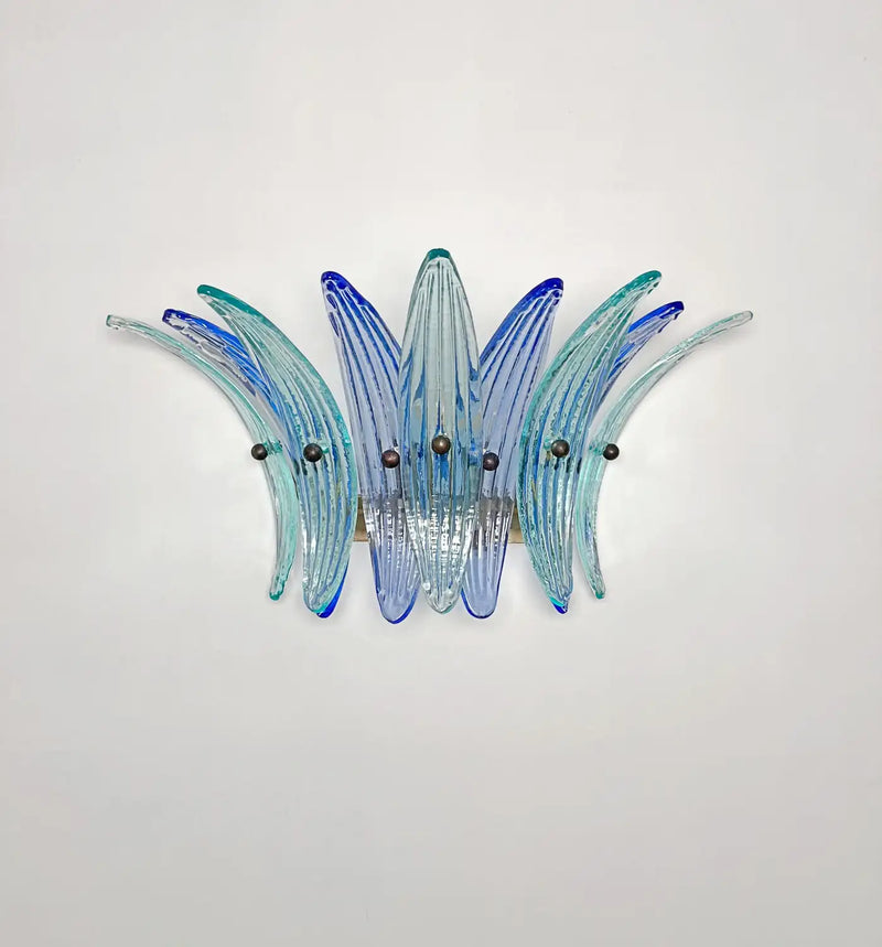 Vintage Palmette Wall Light - blue and turquoise glasses