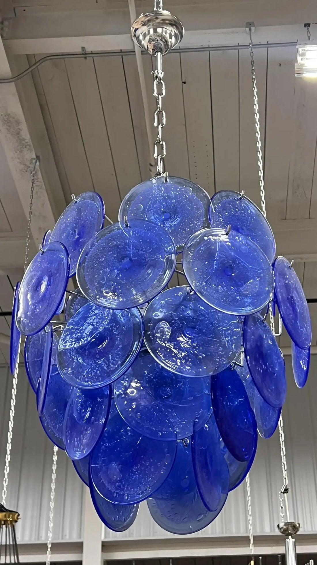 Blue Murano Glass Disc Chandelier