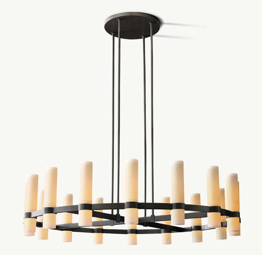 Ravele Milk Glass Round Chandelier 48"